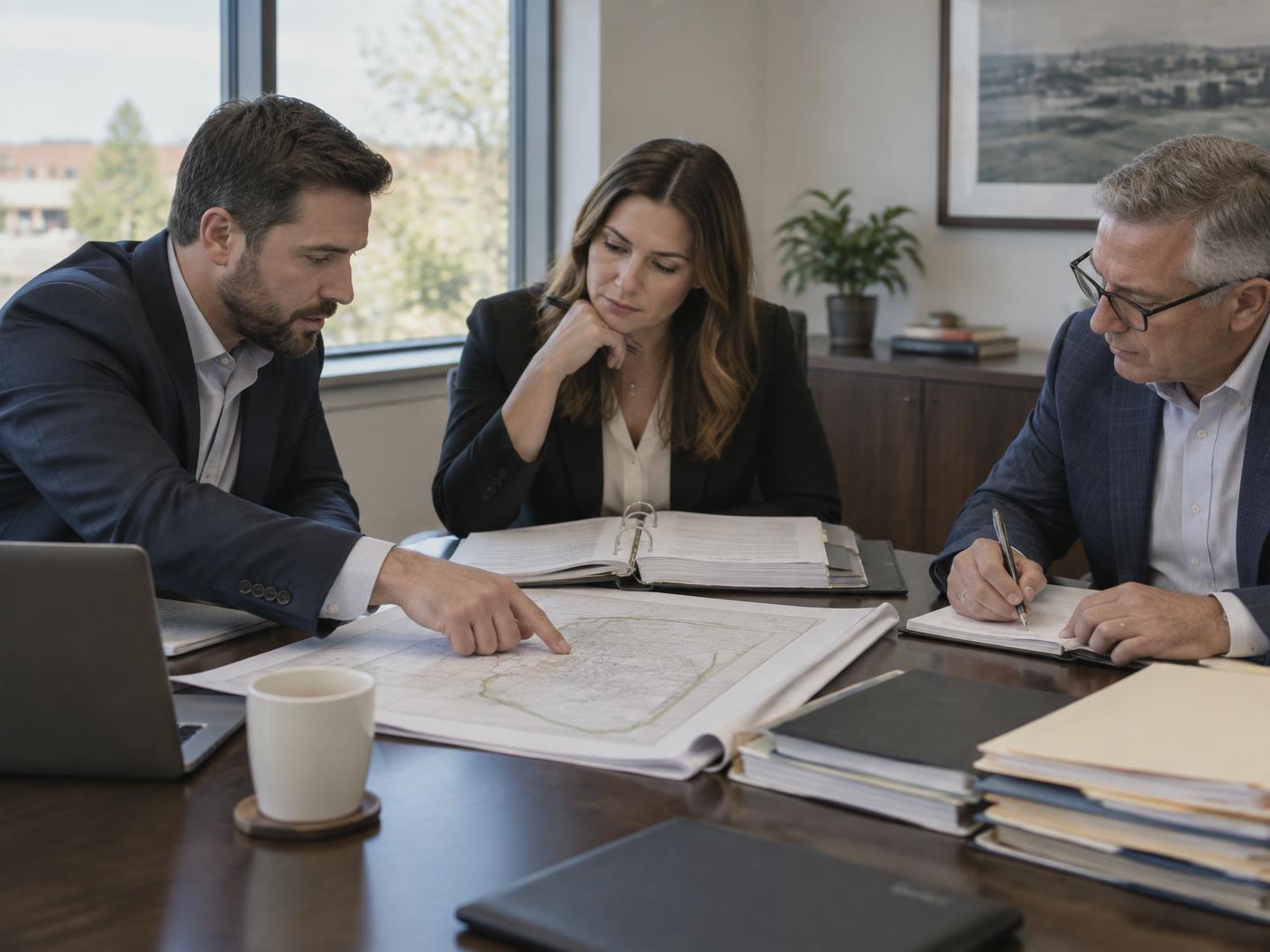 Transaction team reviewing closing materials